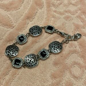 Brighton Silver Black and Rhinestone Bracelet